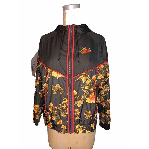 Nike Russian Khokhloma Flower Windbreaker Jacket Size Medium Athletic Gym Active - Picture 1 of 12